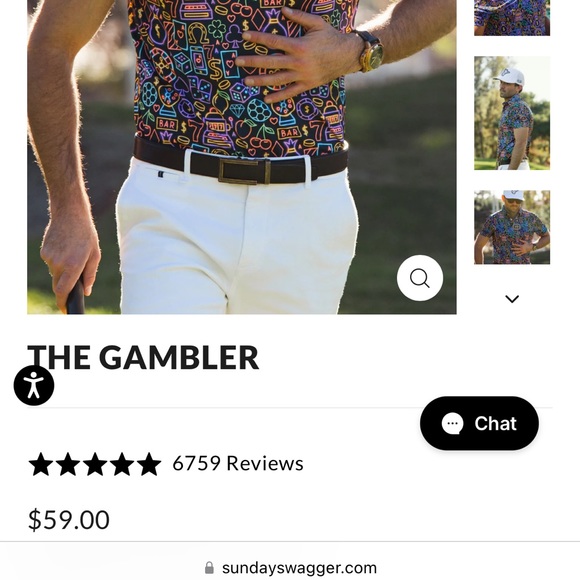 Sunday Swagger golf polo with Vegas/casino print! - Picture 2 of 3